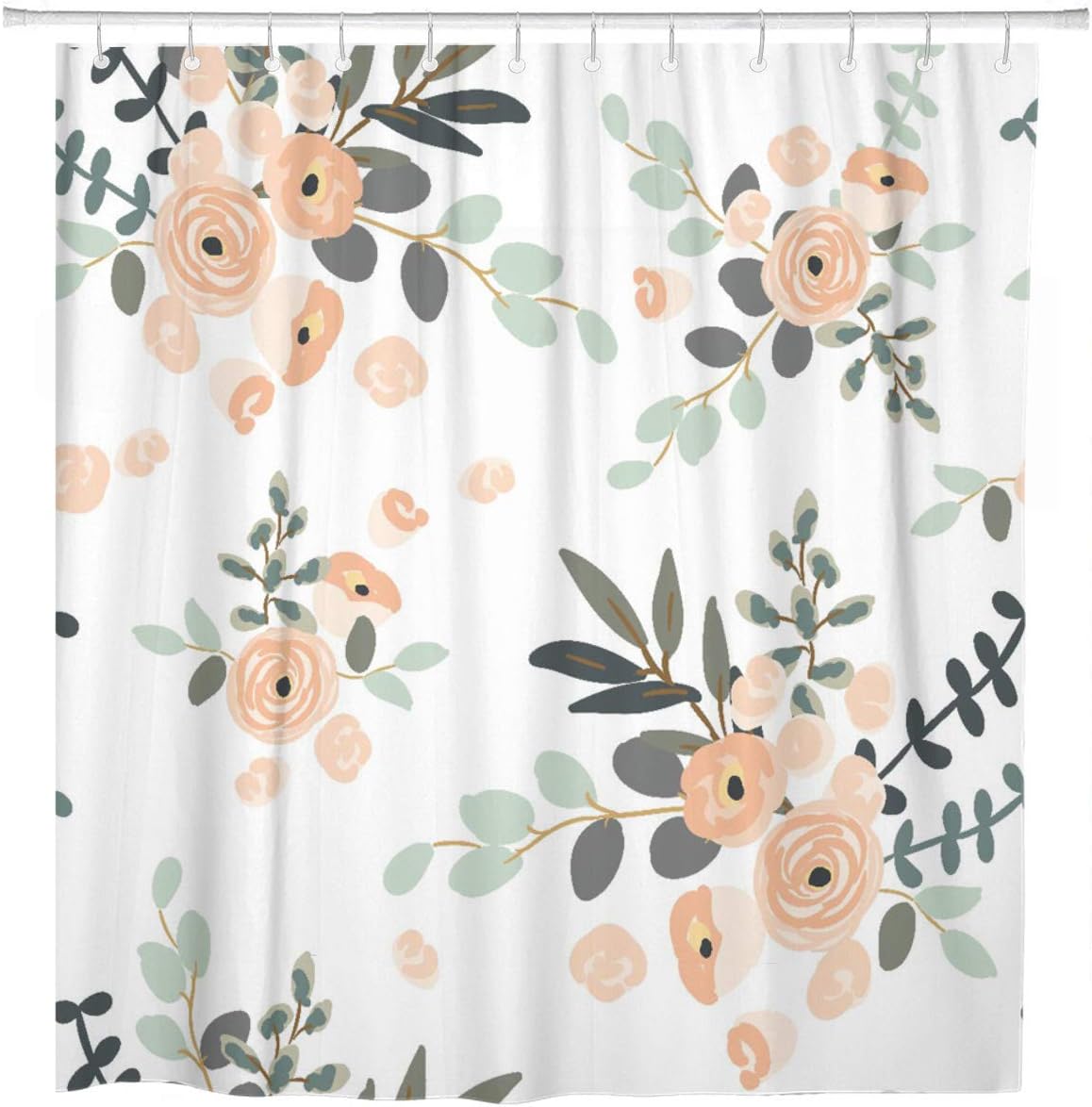 Amazon Com Artsocket Shower Curtain Blush Pink Floral Bouquets White Rose Flowers Exotic Home Bathroom Decor Polyester Fabric Waterproof 72 X 72 Inches Set With Hooks Home Kitchen