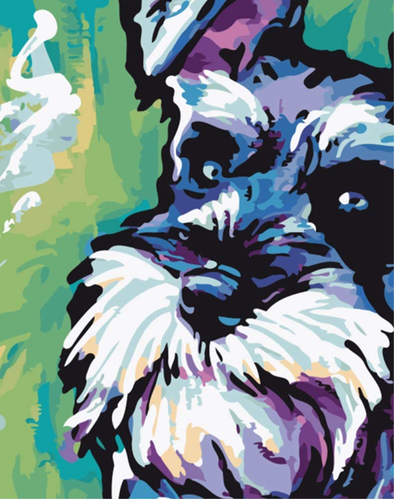 DIY Fabric Decorating Kits, ABEUTY Paint by Numbers Cute Dog Animal 16x20 inches Number Painting Wall Art