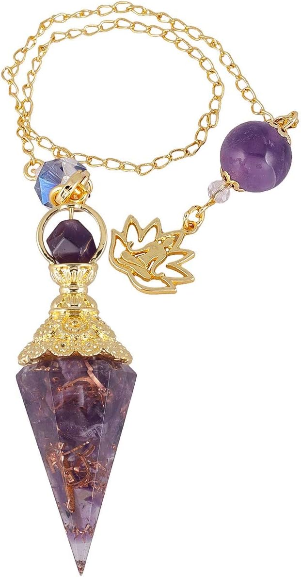 rockcloud Healing Crystal Point Pendulum for Divination, Chakra Reiki Dowsing Balancing 6 Facet Pendant, Amethyst: Home & Kitchen