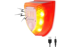 HULPPRE Solar Outdoor Motion Sensor Alarm-Dog Barking&Gunshot Sound,129db Loud Noise Maker,3 Work Modes Strobe Light with USB,Say Goodbye to The Unwanted Explorers