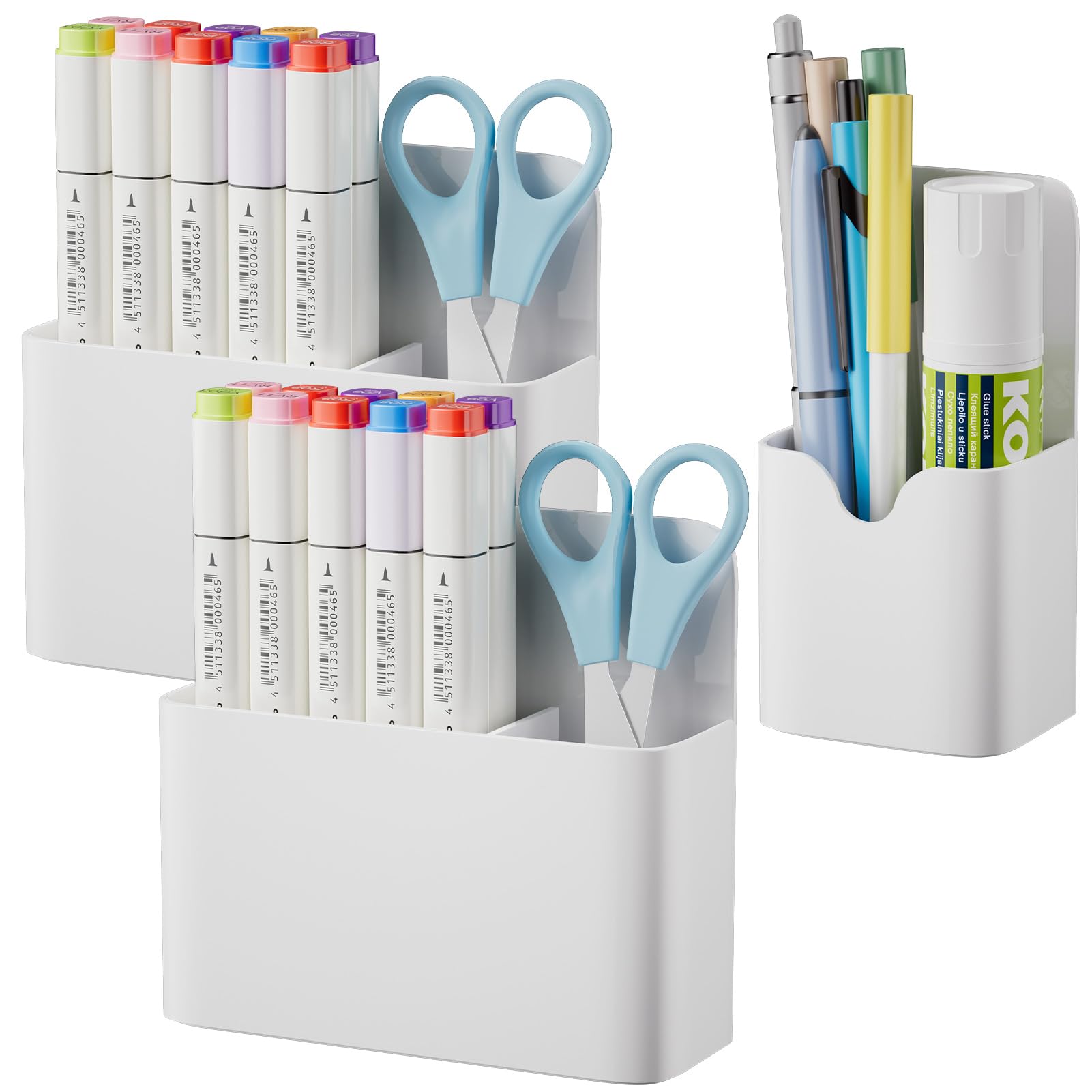 Photo 1 of Magnetic Dry Erase Marker Holder,Pen and Eraser Holder for Whiteboard?Magnet Pencil Cup Utility Storage Organizer for Office, Refrigerator, Locker and Metal Cabinets (White)