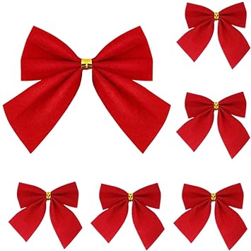 Amazon Com Christmas Tree Bows Gift Bows 6pcs 2 4 Holiday