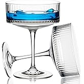 Srgeilzati Ribbed Coupe Glasses Set Of 4 | Espresso Martini Glasses | Vintage Cocktail Glasses | Margarita Glass