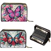 DDGYP 2PCS DIY Diamond Painting Wallet Making Kit,3.14 * 4.33 * 0.98in | 11 Card Slots,Butterfly Diamond Art Credit Card Holder Kit, PU Leather Zipper Card Case Craft Set