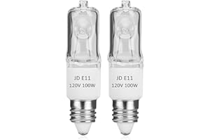 CATO-WDJ JDE11 120v 100w, E11 Bulb, T4 E11 Mini Candelabra Base, 2700K Warm White Dimmable Halogen Bulb for Ceiling Fan Light, Chandeliers, Cabinet Lighting, Table Lamps(2 Pack)