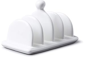 WM Bartleet & Sons 1750 Traditional Porcelain 4 Slot Toast Rack with Carry Handle/Knob– White
