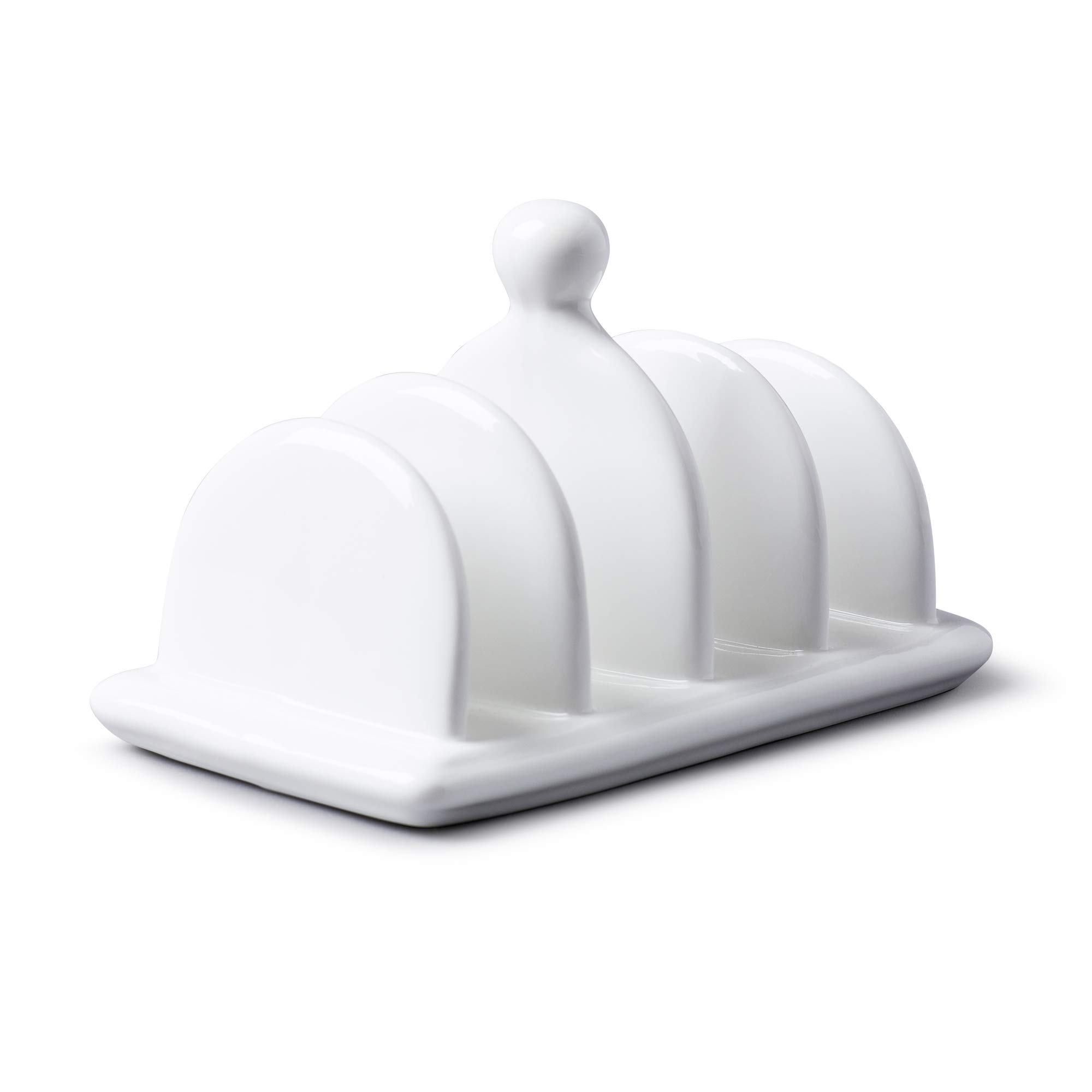 Wm Bartleet & Sons Traditional Porcelain 4 Slot Toast Rack with Carry Handle/Knob– White