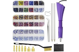 XINMEIWEN Bedazzler Kit with Rhinestones, Hot fix Applicator Tool Diamond Painting Pen, Tweezers, Cleaning Brush, Picker 3 Pa