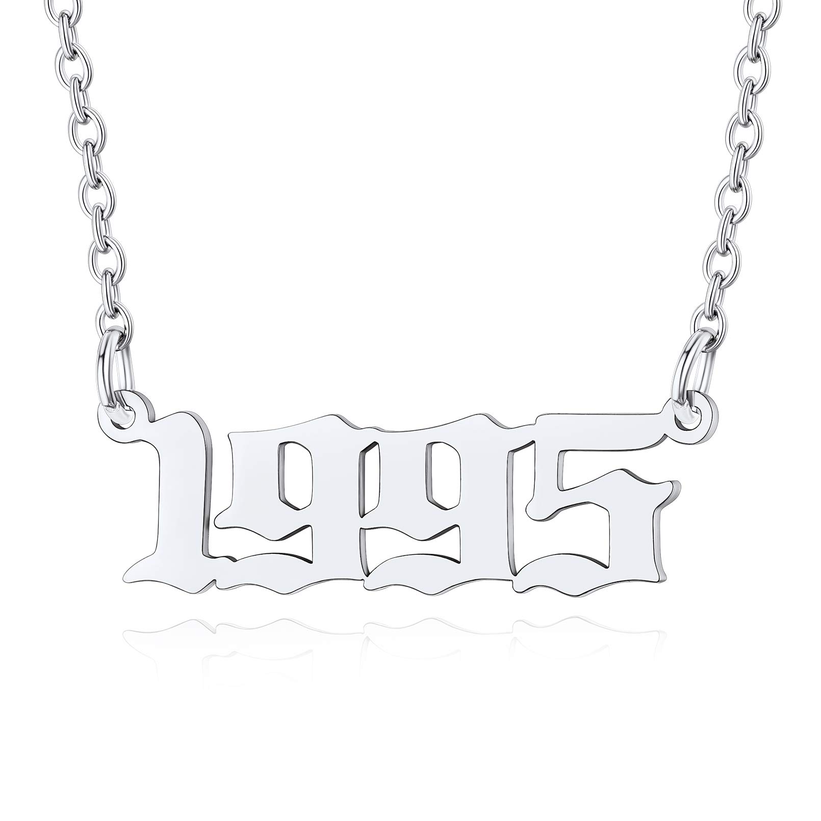 Custom4U Birth Year Necklace Silver 1995 Necklace Birthday Number Necklace Gifts for Girlfriend Daughter Granddaughter — image 1