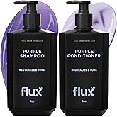 FLUX UP Purple Shampoo and Conditioner for Blonde Hair Women & Men – Blonde & Silver Hair Toning – Anti-Brass Sulfate Free Shampoo and Conditioner - 8 fl oz
