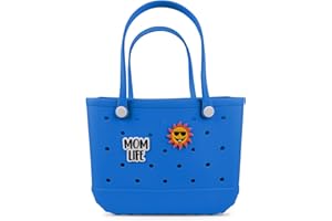 Jesslynne Beach Rubber Bag Tote Bag,Extra Large Waterproof Travel Women Handbag with Charms for Sports Beach Groceries Pool