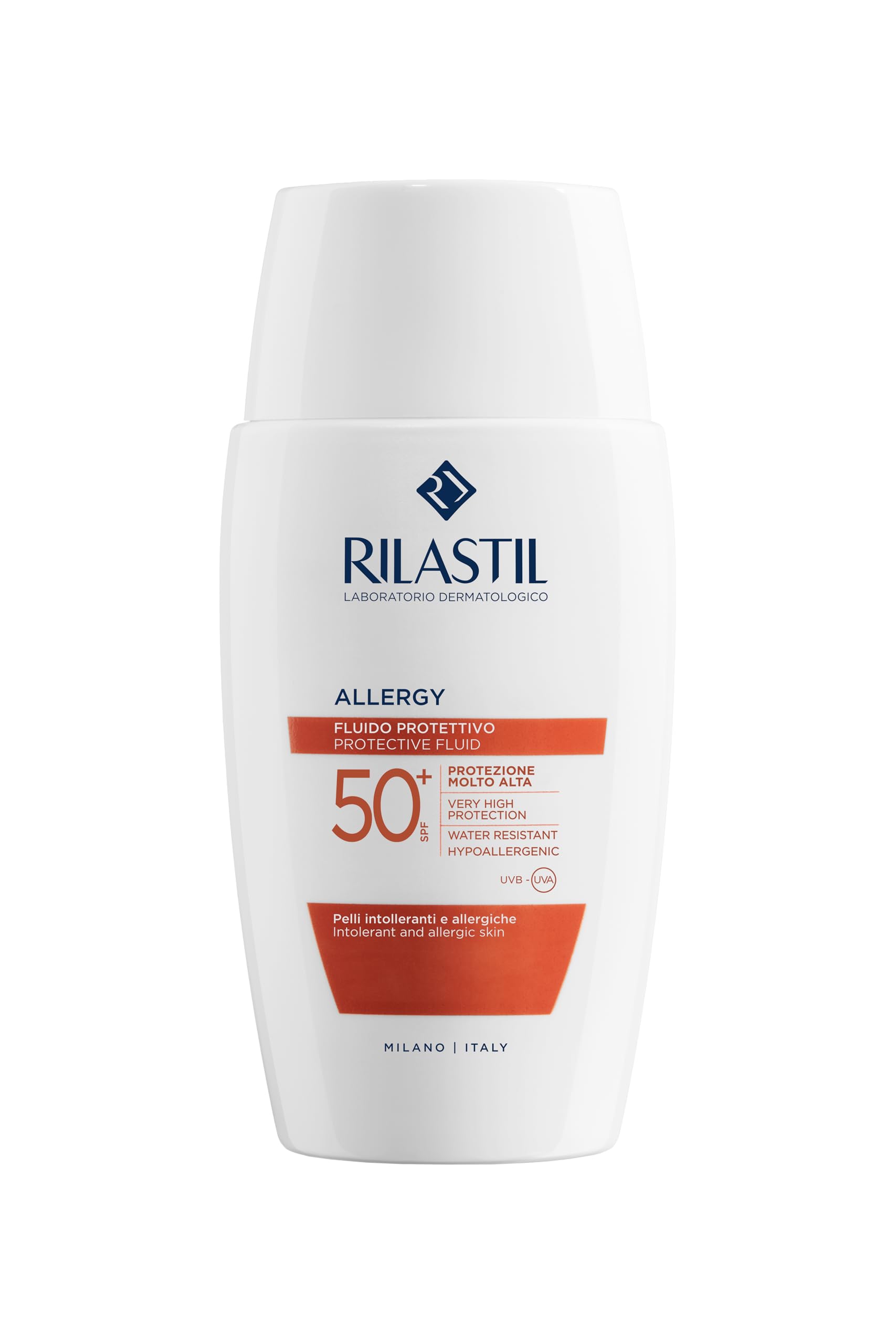 Rilastil Allergy Sun Protection for Allergy Sufferers with Sun Intolerant Skin Water Resistant SPF50 for Intolerant and Allergy Skin, Pack of 50 ml