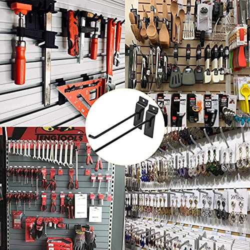 48Pack 6"and 8" Black Slatwall Hooks, Heavy Duty Slatwall Hooks & Hangers for Commercial Retail