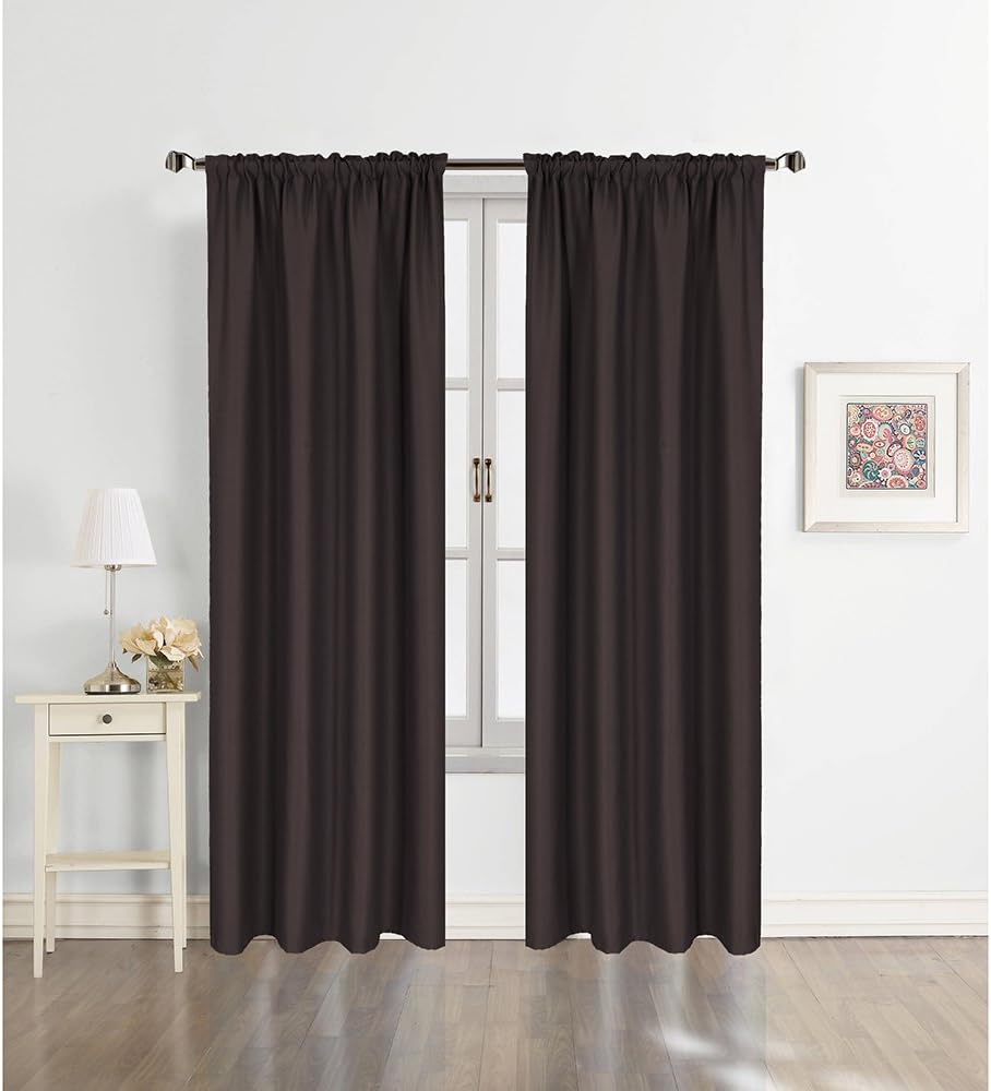 WARMSUN Thermal Insulated Window Curtains Drapes Energy Efficient Bedroom/Living Room Blackout Curtains,42" Wide by 72" Long,Brown,2 Panels
