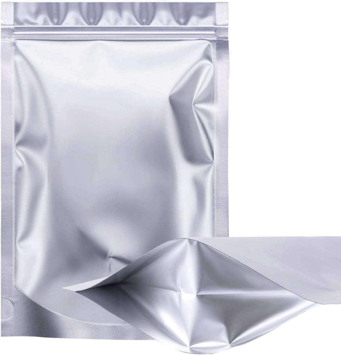 100 Pieces Aluminum Foil Zip Lock Mylar Bags Stand Up Bags Resealable Smell Proof Food Storage Pouch for Daily Life or Party Supplies (7 x 10 Inches)