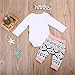 3Pcs/Set Newborn Baby Girl Boy Long Sleeve Elephant Bodysuit + Geometric Pants + Headband Outfit Clothes White