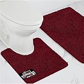 GORILLA GRIP Bathroom Rug Sets, Soft Chenille 2 Piece Area Rugs Set, Toilet Base Mat and 30x20 Carpet, Absorbent Microfiber Washable Mats Dry Quickly, Home Décor and Bath Room Accessories, Burgundy