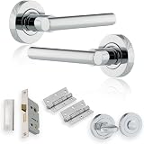 XFORT Polished Chrome Liberty Lever Bathroom Pack with T-Bar Handles 75mm Hinges view 8