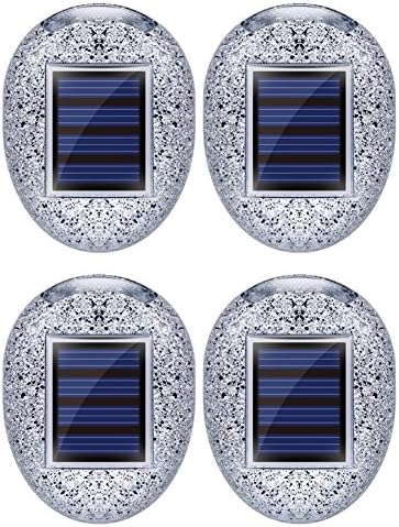 Solar Lights Outdoor Path light Landscape Lighting Pebbles Decorative Stones Luminous LED Rock Light IP65 Waterproof for Deck Garden Patio Yard Pathway Lawn Porch - White light (4pcs)