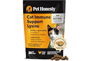 Cat Immune Support Lysine - Cat Allergy Relief - Sneezing, Runny Nose, Watery Eyes - Cat Supplements & Vitamins with Omega 3s