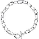 LELOUCHY Italian 5.2mm Paperclip Link Chain Bracelet 925 Sterling Silver Paperclip Adjustable Bracelet with Toggle 6.5/7/7.5/8 Inch for Women