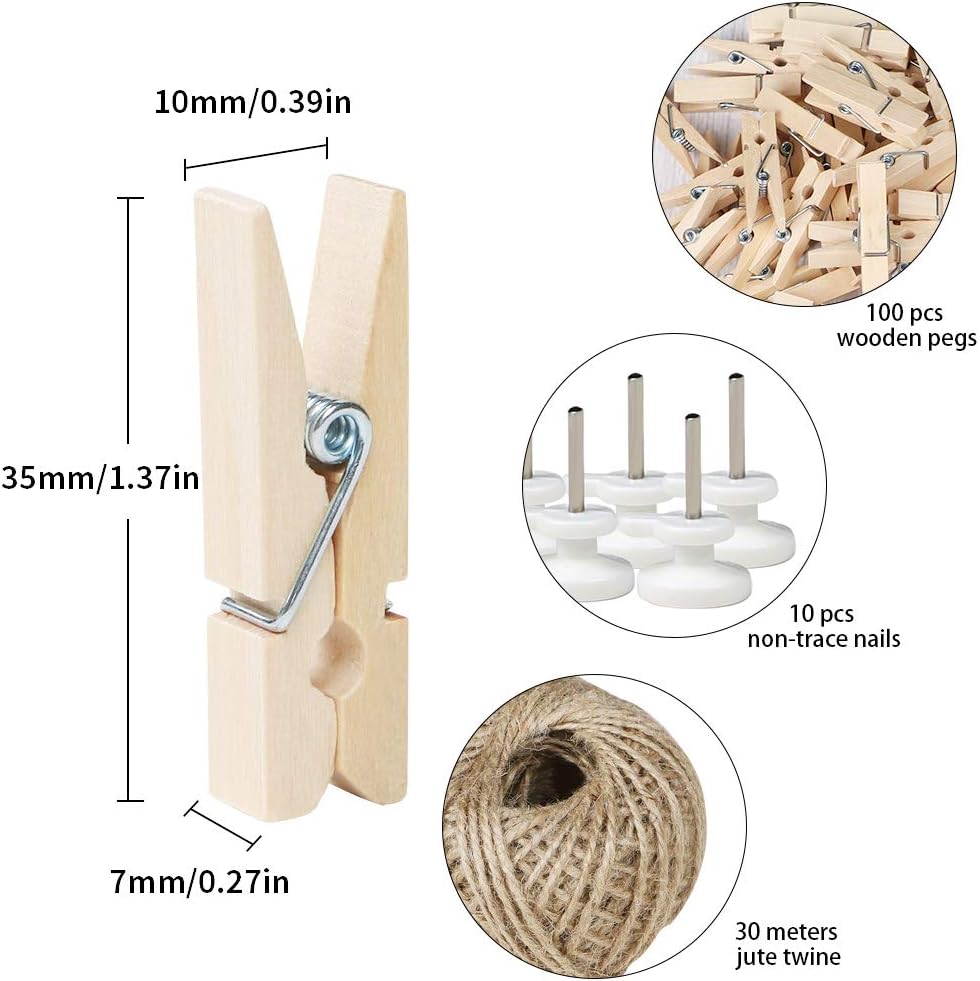 Dremisland Photo Display Pictures Organizer, Wall Hanging Picture Frames Collage Includes 100 Clips - Image 5