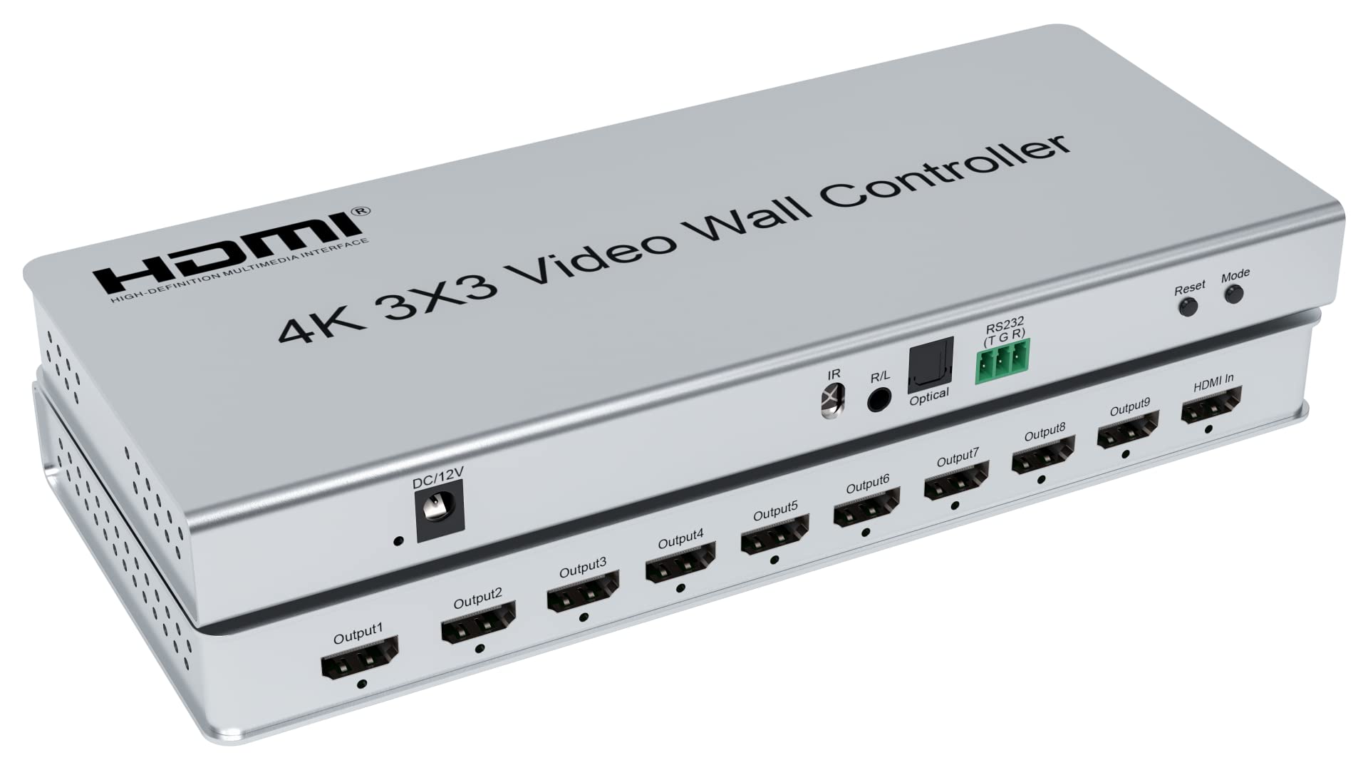 4K 3x3 Video Wall Controller, Video Wall Controller 4k 1x3 1x4 2x3 2x4 3x4 4x4 4x2 HDMI TV Video Wall Controller 9 Channel Multi Screen Splicer Processor with RS232