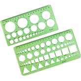 2 Pack Circle Templates Geometric Drawings Drafting Stencils | Measuring Tools Artist Design Drawing Aid Tool Geometry Ruler
