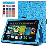 MoKo Case for Amazon Kindle Fire HD 7 2013 - Slim Folding Cover Case for Fire HD 7.0 Inch 3rd Generation Tablet, Cutie Charm BLUE (With Smart Cover Auto Wake / Sleep.)