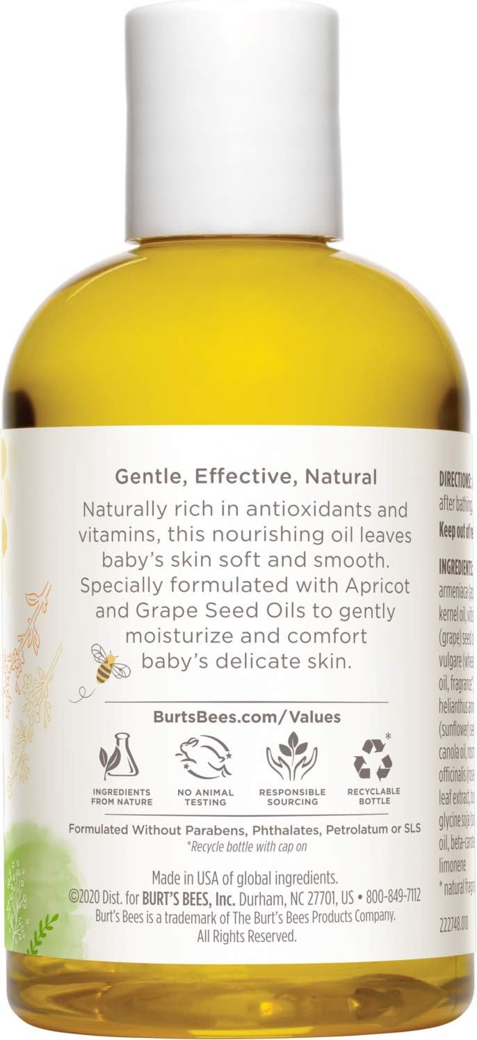 Burt's Bees Baby Nourishing Baby Oil, 100% Natural Baby Skin Care - 4 Ounce Bottle: Health & Personal Care