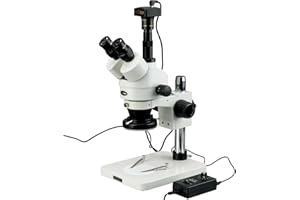 AmScope SM-1TSZ-144-10M Digital Professional Trinocular Stereo Zoom Microscope, WH10x Eyepieces, 3.5X-90X Magnification, 0.7X