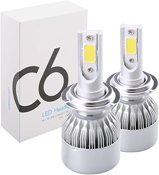 juego de dos bombillas led para faro de coche o moto h1 cob c6 7600lm 36 w 6000 k luz blanca