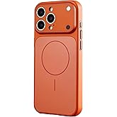 Erlova Designed Magnetic Series for iPhone 16 Pro Max Case,[Compatible with MagSafe][Tempered Glass Camera Lens Protection],Luxury Matte Military Grade Drop Protective Hard PC Shockproof Cover,Orange
