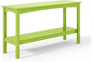 Costaelm Outdoor Plant Table, 55" HDPE Rectangle Shelf for Patio, Waterproof 2-Tier Shelf Entry Console Table, Coffee Bar Pub Side Table for Indoor/Outdoor, Balcony, Yard, Garden, Lime