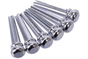 Guitar Bridge Pins Guitar String Cone Brass Acoustic Folk Guitar Bridge Pins String Pegs End Pins Endpin(Pack of 6) (Silver)