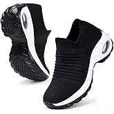 HKR Women's Walking Shoes Arch Support Non Slip Work Shoes Breathable Knit Upper Lightweight for Plantar Fasciitis