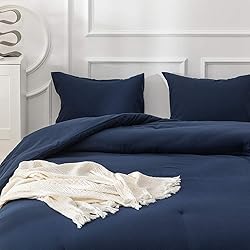 Luxlovery Navy Comforter Set Twin Modern Solid 3