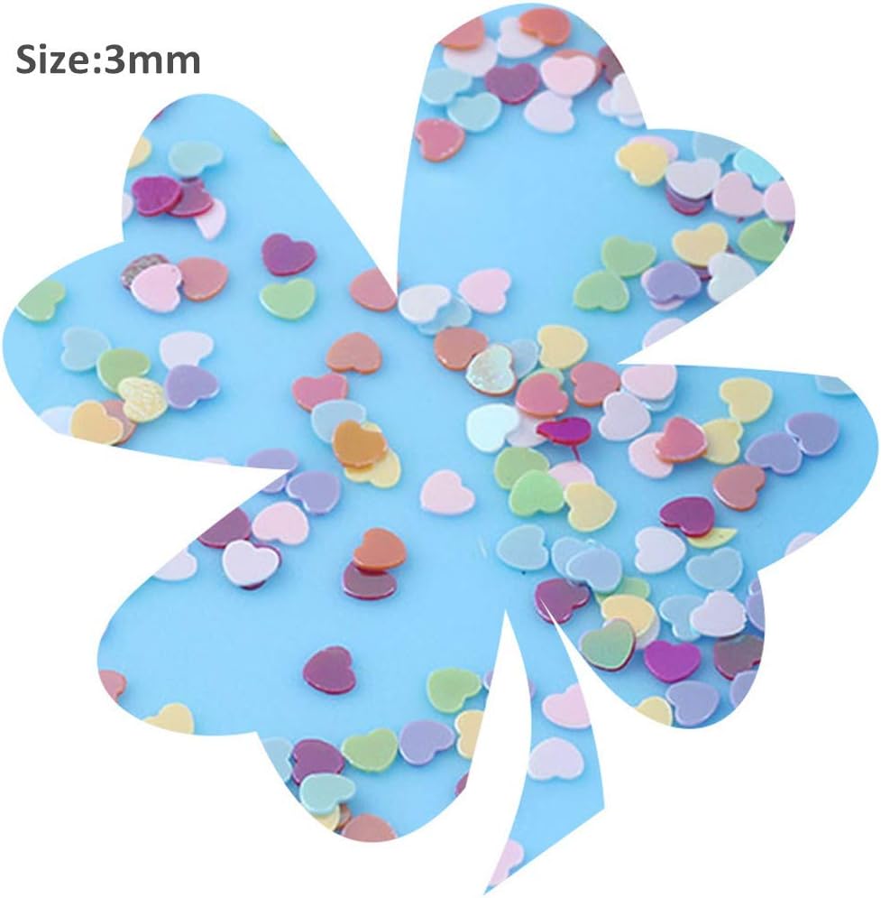 100g Iridescent Heart Shaped Confetti Glitter Sequins Flat PVC Star Mini Paillettes for Scrapbook Embellishment Cardmaking Jewelry Making Nail Manicure Wedding Birthday Party Decorartions (Teal) - Image 3