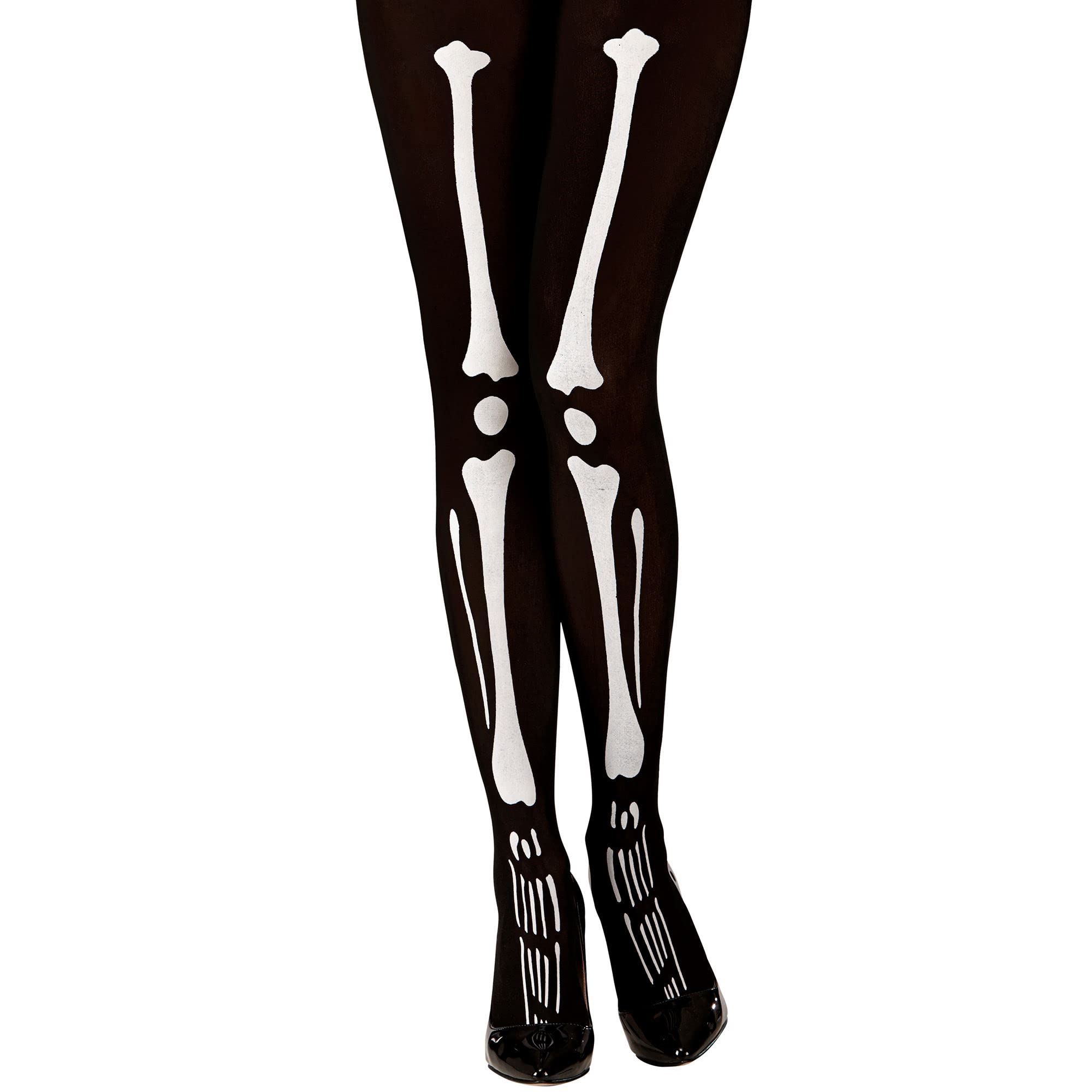 W WIDMANN MILANO Party Fashion - Skeleton Tights for Women, Dark, Gothic, Horror, Ballerinas, Halloween, Carnival, Theme Parties, 40 DEN, One Size for Adults