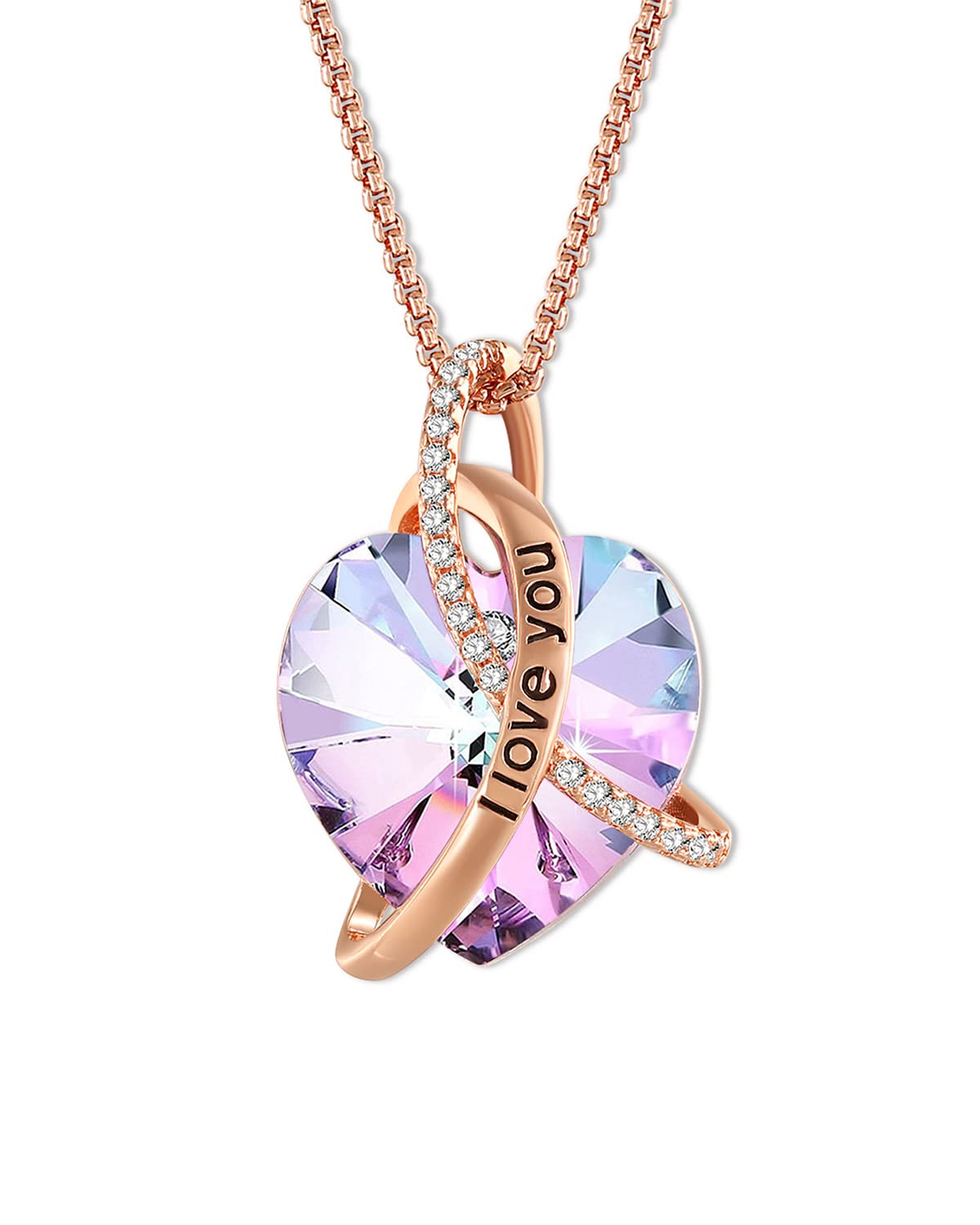 Angelady Necklaces for Women, Love Heart Pendant Necklaces for Women Crystal Pendant in Silver|Jewellery for Women with Cubic Zircon Diamonds Valentine's Day for Daughter Mum Wife Girlfriend โ image 1