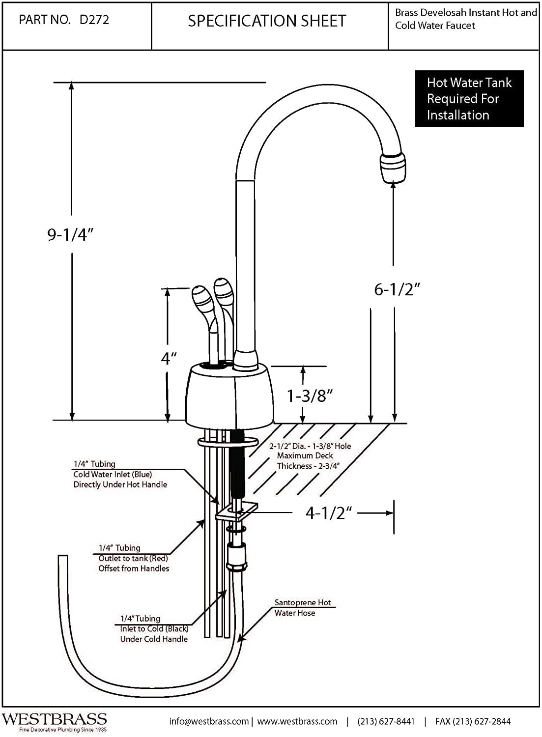 Westbrass DT1F272-62 9