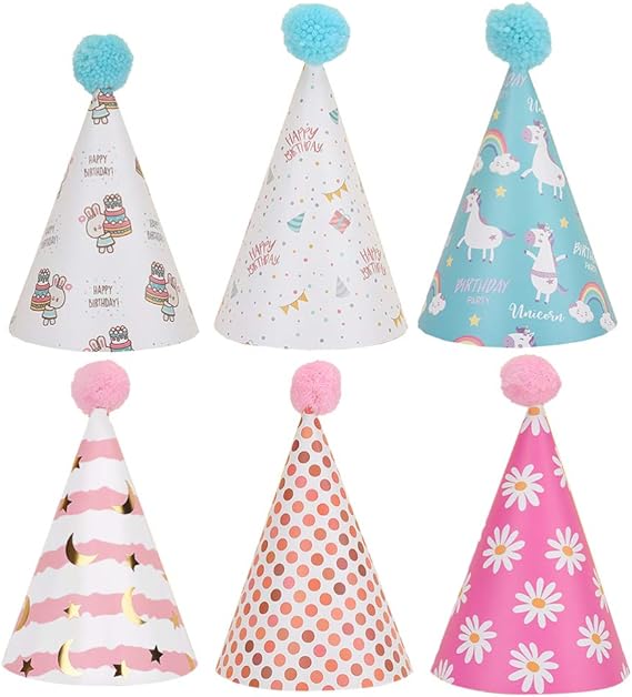 Toyandona 6pcs happy birthday party cone hats beautiful cake cone Toyandona 6pcs happy birthday party cone hats beautiful cake cone
