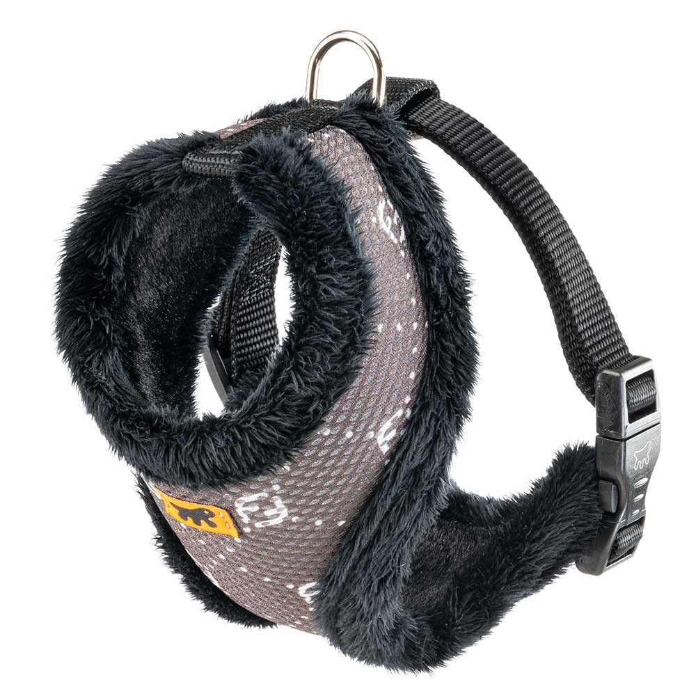 Ferplast Arnés Para Perros Gatos Nikita Fur S, Transpirable, Piel Ecológica Suave, Cintura Ajustable, Taupe