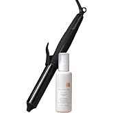 Kristin Ess Hair NANOBLACK 11/4 Inch Automatic Ceramic Curling Iron + Style Assist Blow Dry Heat Protectant Spray - Dual Volt