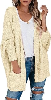 Fuzzy Popcorn Batwing Sleeve Cardigan 