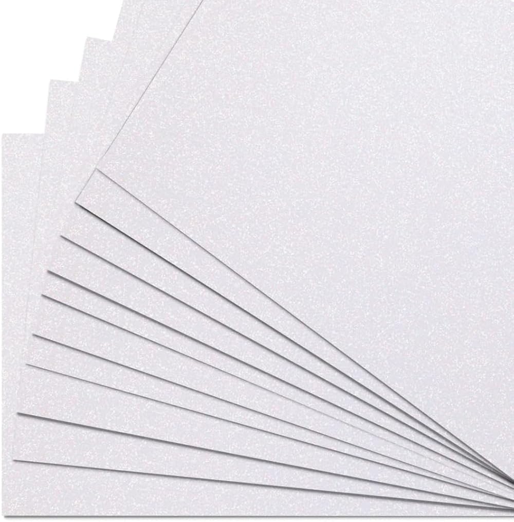 Springboard Supplies White Glitter Card Sheets 10-Pack 290gsm A4 Non Shed