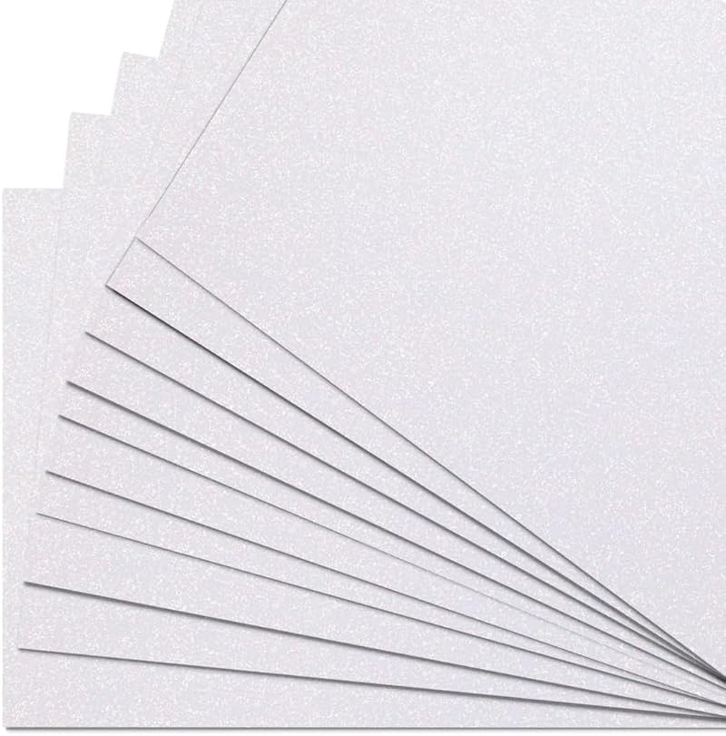 Springboard Supplies White Glitter Card Sheets 10-Pack 290gsm A4 Non Shed