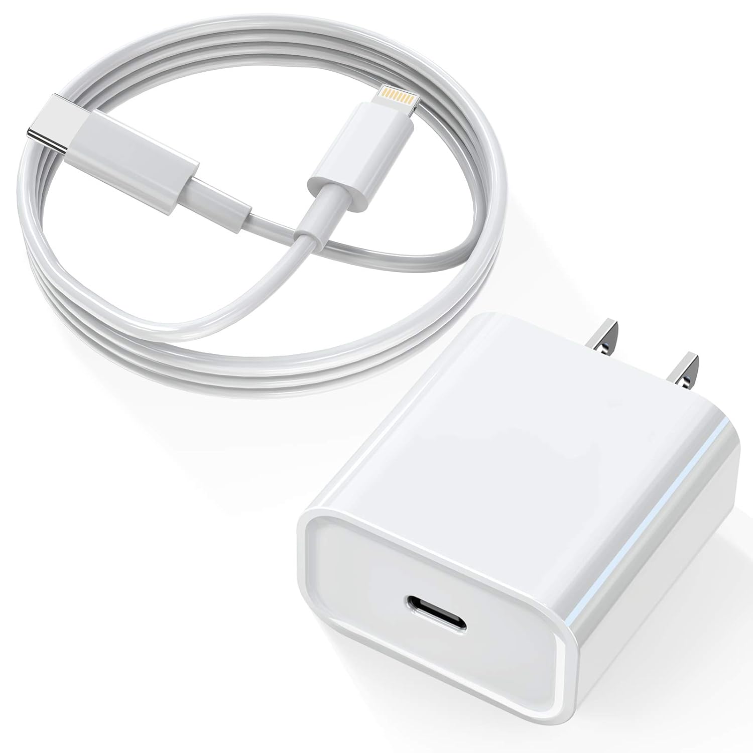 iPhone Charger, DABUSTAR 20W PD Type-C Wall Charger FastCharging Phone Adapter(ETL Listed) with 6Ft USB C to Lightning Cable Compatible with iPhone 12 Pro Max Mini 11 Pro Max Xs Max XR X 8 Plus iPad