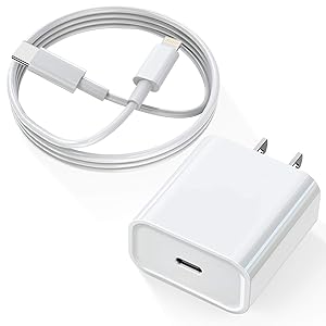 iPhone Charger, DABUSTAR 20W PD Type-C Wall Charger FastCharging Phone Adapter(ETL Listed) with 6Ft USB C to Lightning Cable Compatible with iPhone 12 Pro Max Mini 11 Pro Max Xs Max XR X 8 Plus iPad