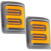 Recon 08-16 Superduty F250/F350/F450 Side Mirror Lenses (2-Piece Set) Ultra High Power White or Amber Running Lights &amp; Scanning Amber Turn Signals Smoked or Clear Lens (AMBER, CLEAR LENS)